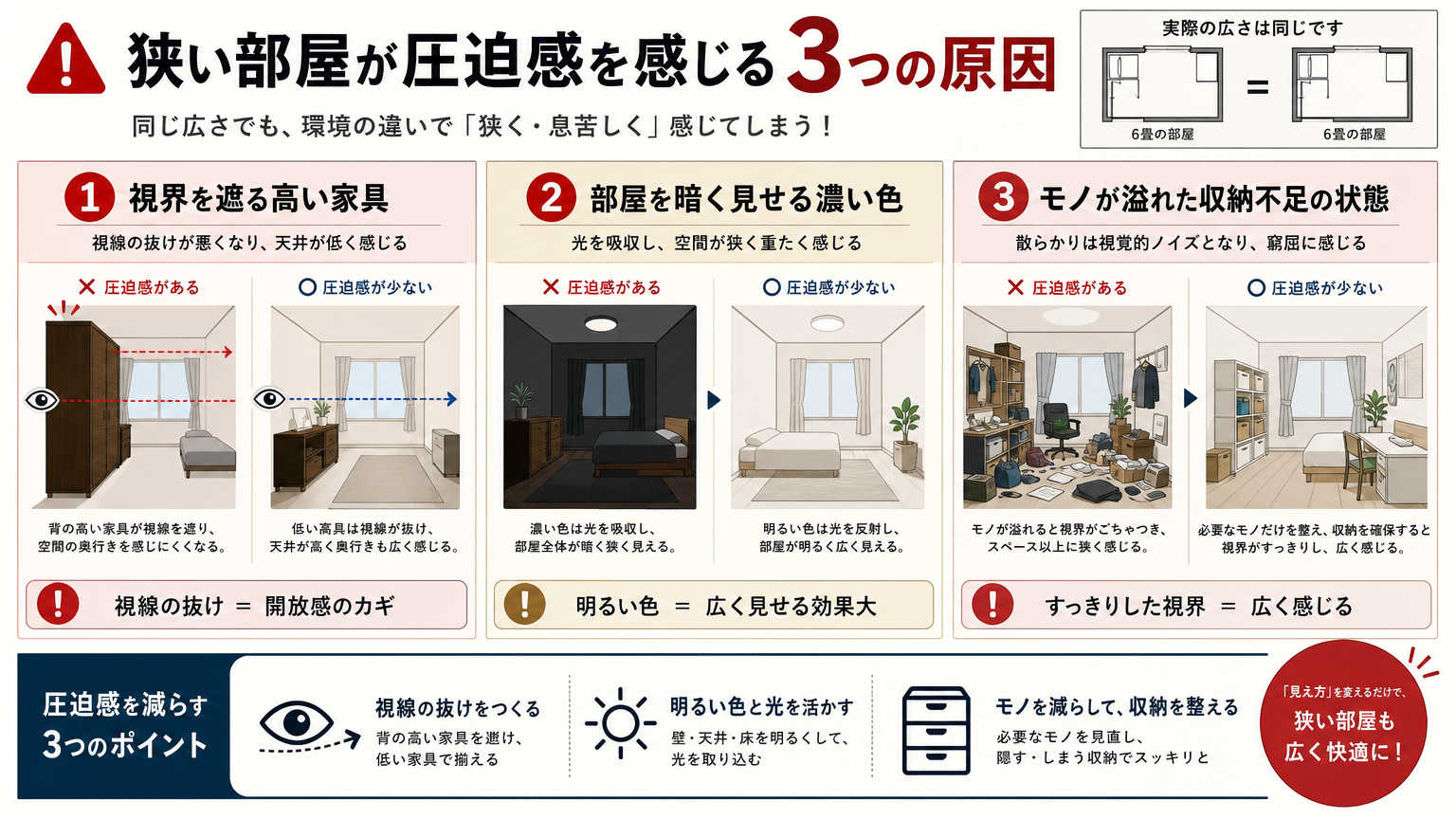 なぜ狭い部屋は圧迫感を感じてしまうのか
